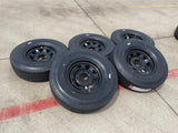 (5) 16x6 16" Dexstar Steel Trailer Gloss Black Wheels Rims Tires 14 PLY 8x6.5 Texas Truck Tire
