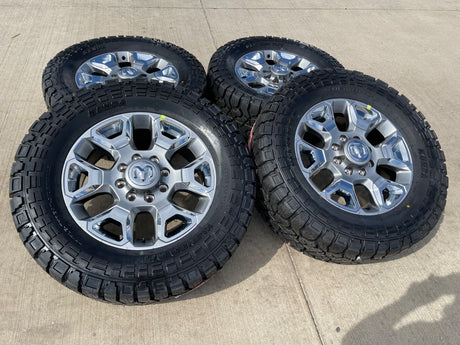 20" Dodge Ram 2500 3500 LARAMIE OEM 2562 CHROME wheels rims NEW 35" Texas Truck Tire