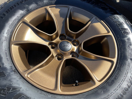 (5) 17" Jeep Wrangler Rubicon OEM 96226 wheels rims Gladiator BRONZE 2026 NEW Texas Truck Tire