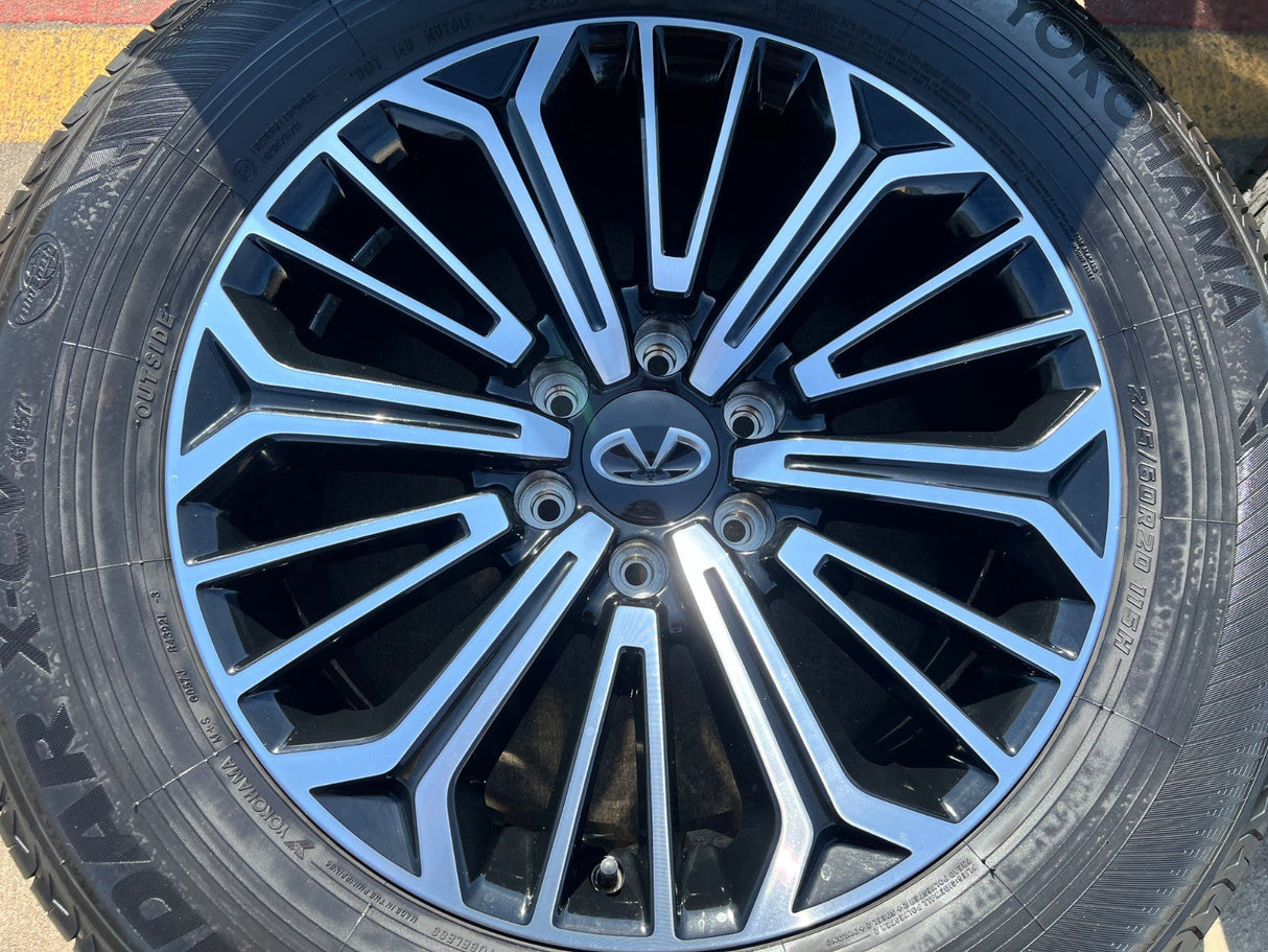 20" Nissan Titan PRO-4X Armada OEM wheels rims tires black 2023 2024 2025 2026 Texas Truck Tire
