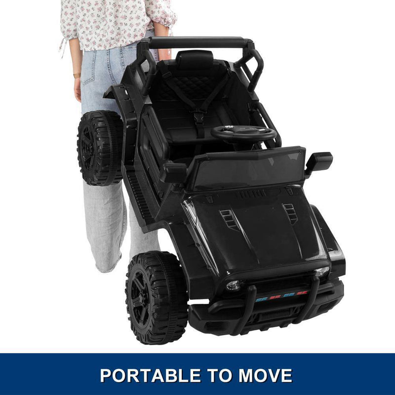 Black 12V Ride-On Truck for Kids with Parental Remote Control