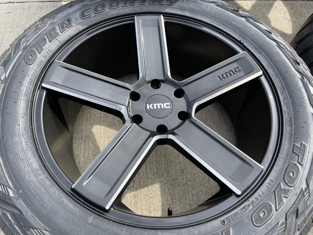 22x9 22" KMC Duece KM702 Chevy Silverado RAM wheels rims 6x139 6x5.5 tires TOYO Texas Truck Tire
