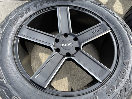 22x9 22" KMC Duece KM702 Chevy Silverado RAM wheels rims 6x139 6x5.5 tires TOYO Texas Truck Tire