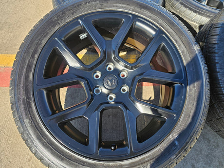 22" Dodge Ram 1500 OEM LIMITED Laramie wheels rims black 2725 2684 GENERAL Texas Truck Tire