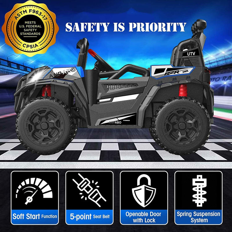 12V 35W Engine Children Boys Ride On UTV Vehicle, Wireless Control, Spring Suspension