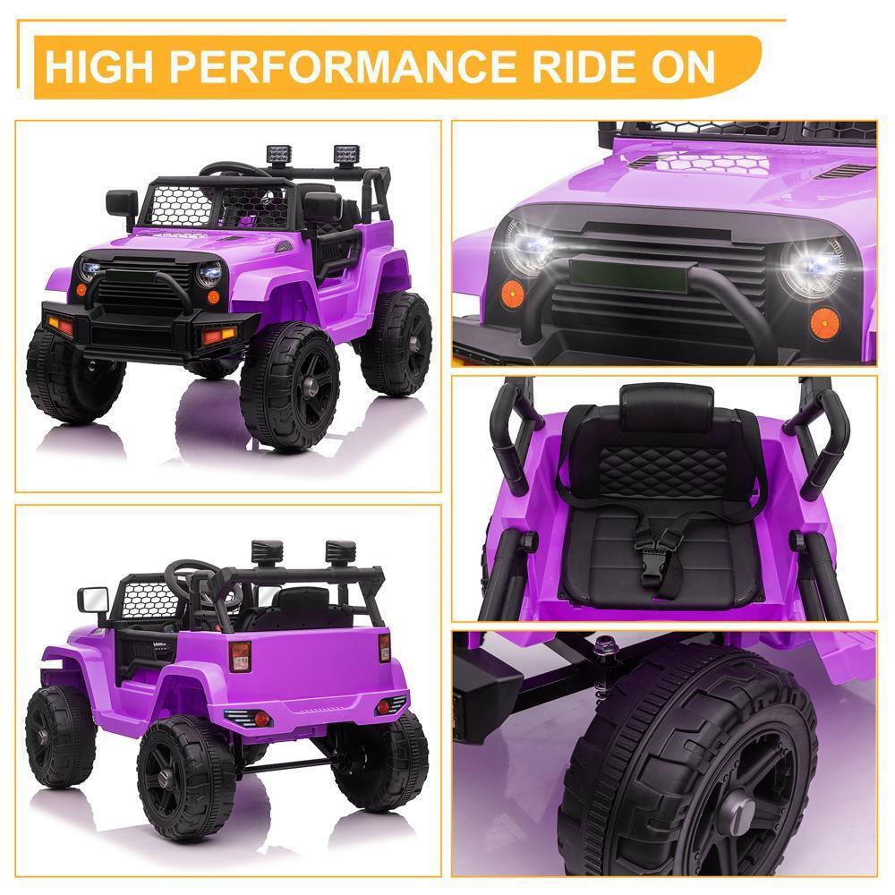 Electric Ride-On Car for Kids with Music, Lights, and Remote Control - Purple