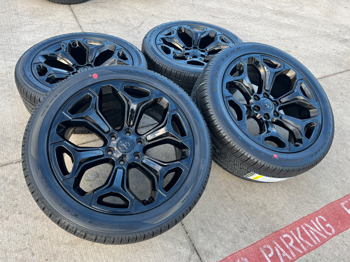 22" Dodge Ram 1500 OEM Laramie rims wheels tires 2685 black NEW Texas Truck Tire