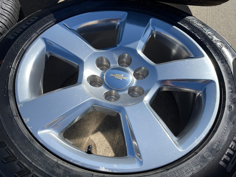 20" Chevy Silverado 1500 Tahoe Suburban OEM wheels rims 5652 tires PIRELLI A/T Texas Truck Tire