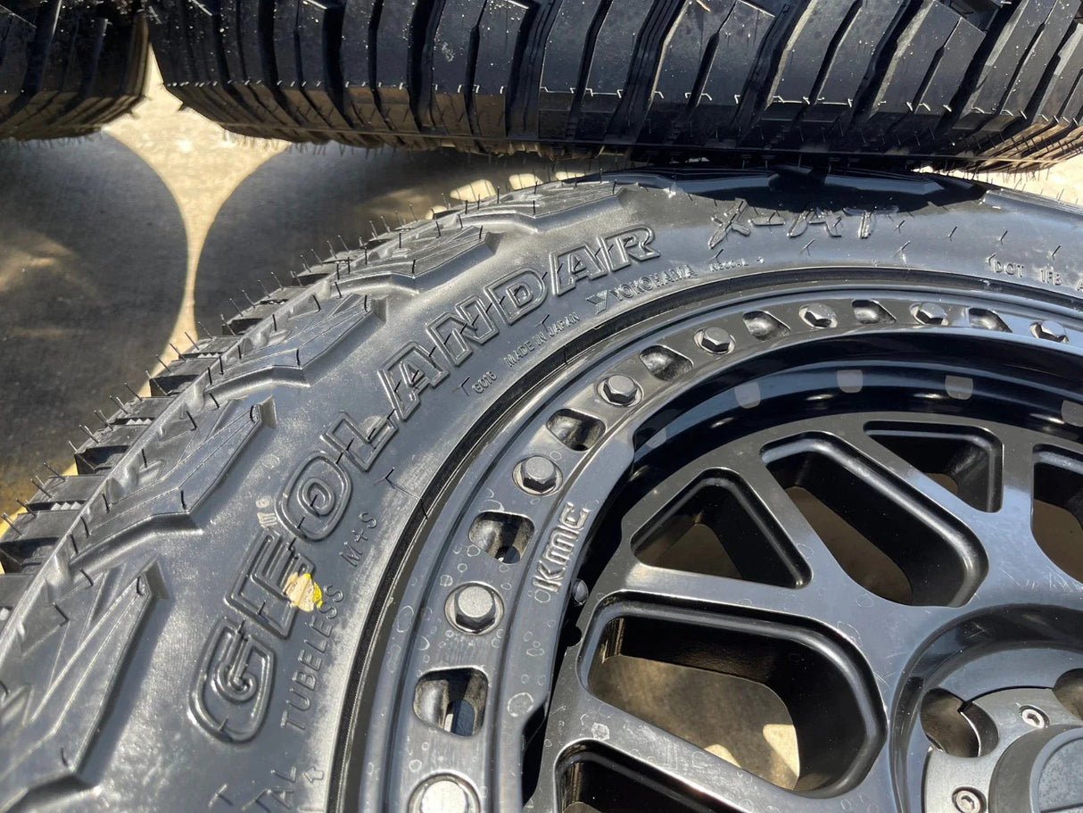 20x9 20" KMC KM549 Ford Expedition F-150 6x135 wheels rims tires 33" NEW Texas Truck Tire