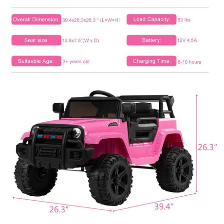 Electric 3-Speed Ride-On Car for Kids with Remote Control - Pink