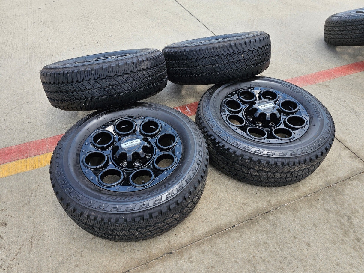 20" Ford F-250 F-350 OEM black Lariat wheels rims 10299 10484 tires DISCOUNTED Texas Truck Tire