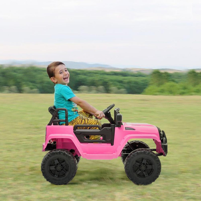 12V Pink Ride-On Truck for Kids with Parent Remote Control