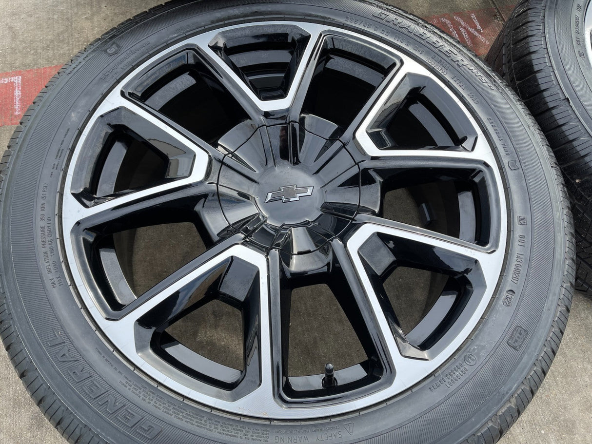 22" Chevy Tahoe Suburban RST OEM 14035 black wheels rims Silverado GENERAL Texas Truck Tire