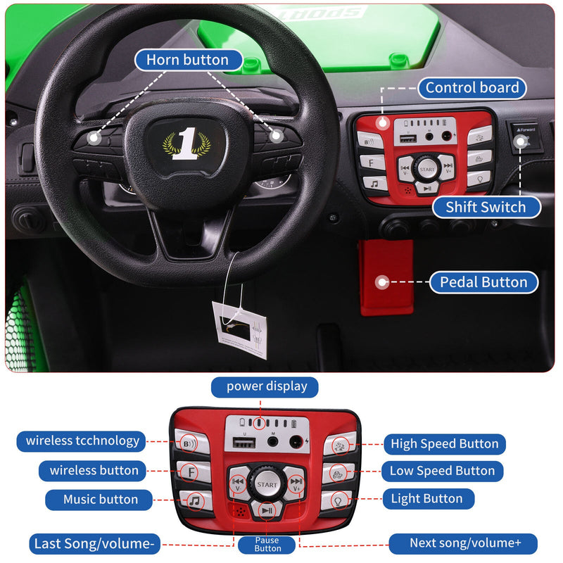 24V Kids 2-Seater Electric Ride-On UTV Truck with 4WD and 320W Motor, Remote Control