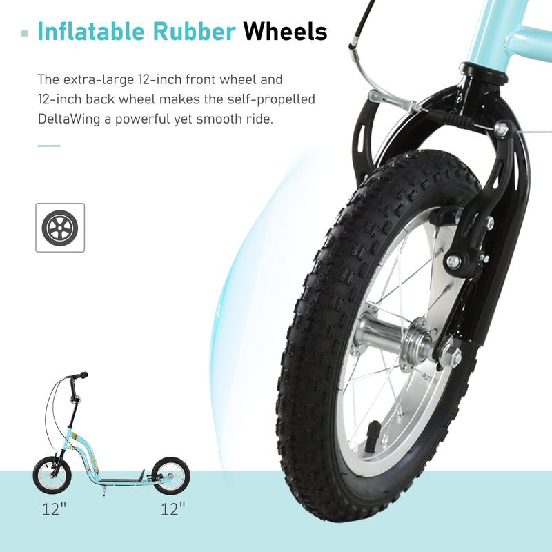 Youth Scooter with 12-Inch Inflatable Front Wheel and Dual Front & Rear Caliper Brakes