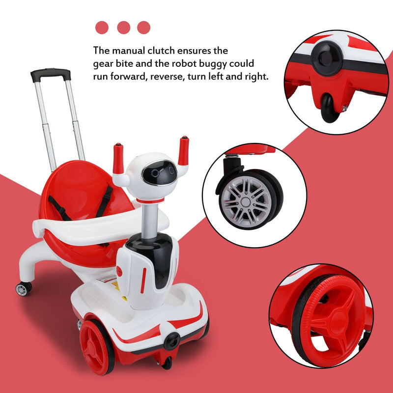 TOBBI 3-in-1 Electric Ride On Car for Toddlers - Remote Control Robot Buggy Toy Gift for Kids
