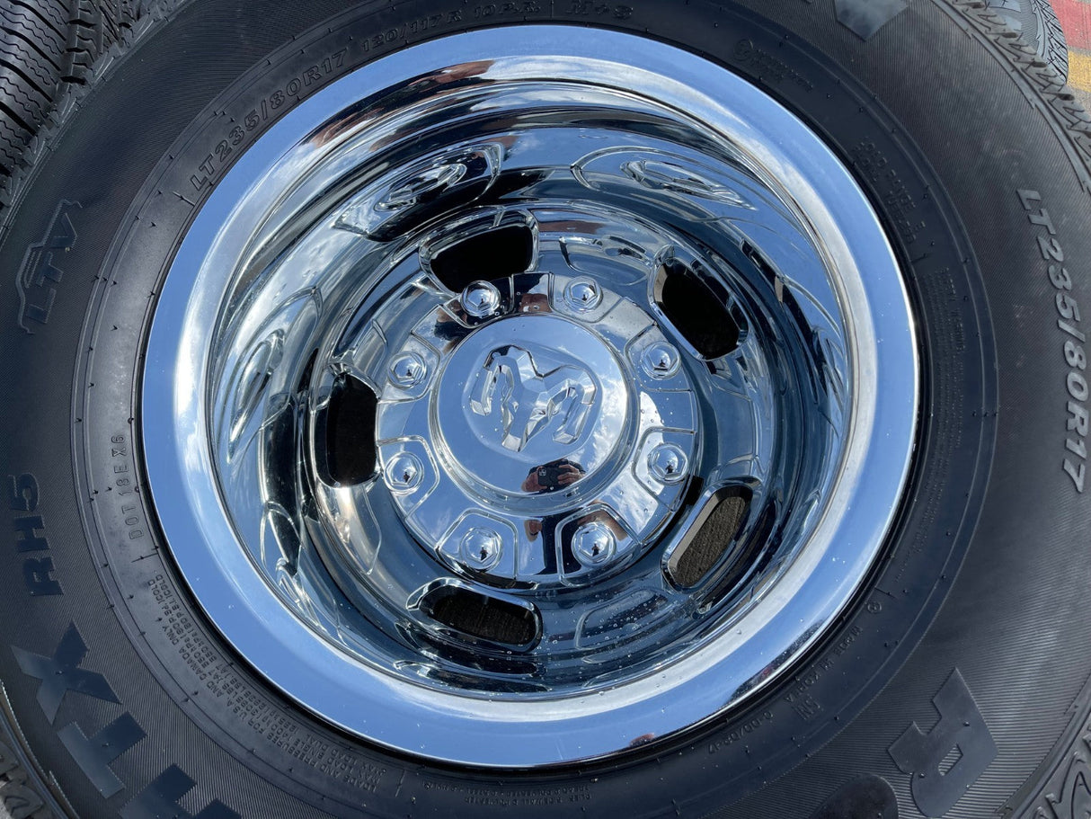 17" Dodge Ram 3500 Dually 8x200 wheels rims 2703 2704 OEM 2024 2025 2026 Texas Truck Tire