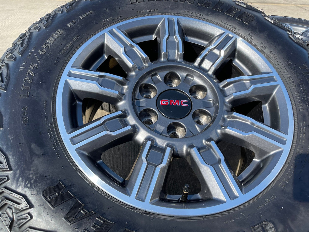 18" GMC Sierra AT4X Chevy Silverado OEM 14131 wheels rims 2024 2025 2026 Texas Truck Tire
