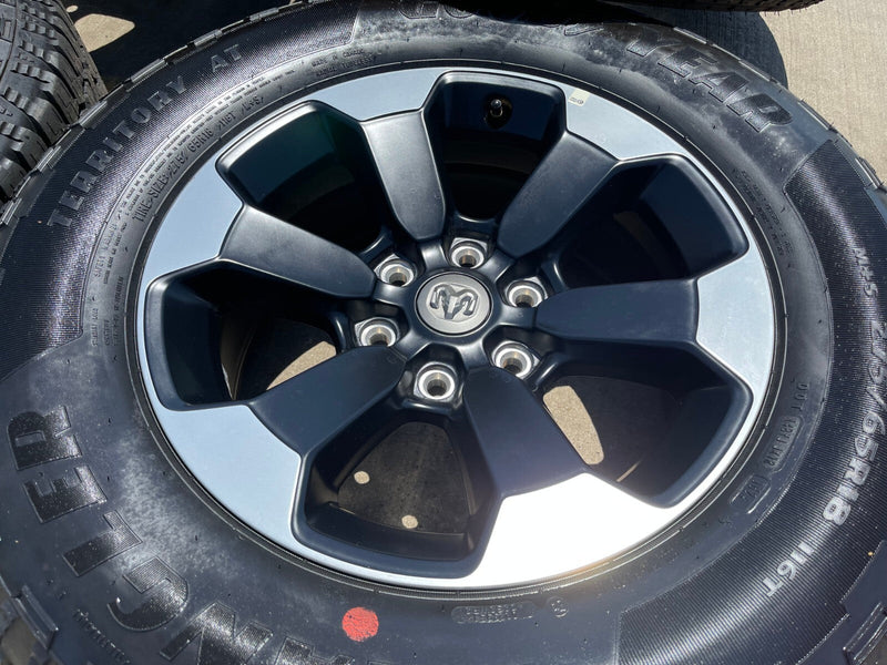18" Dodge Ram 1500 Rebel Black OEM wheels rims 2671 tires 2024 2025 2026 NEW Texas Truck Tire