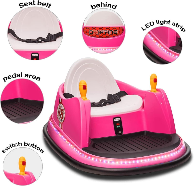 6V Electric Ride-On Bumper Car for Toddlers with Remote Control and 360° Spin