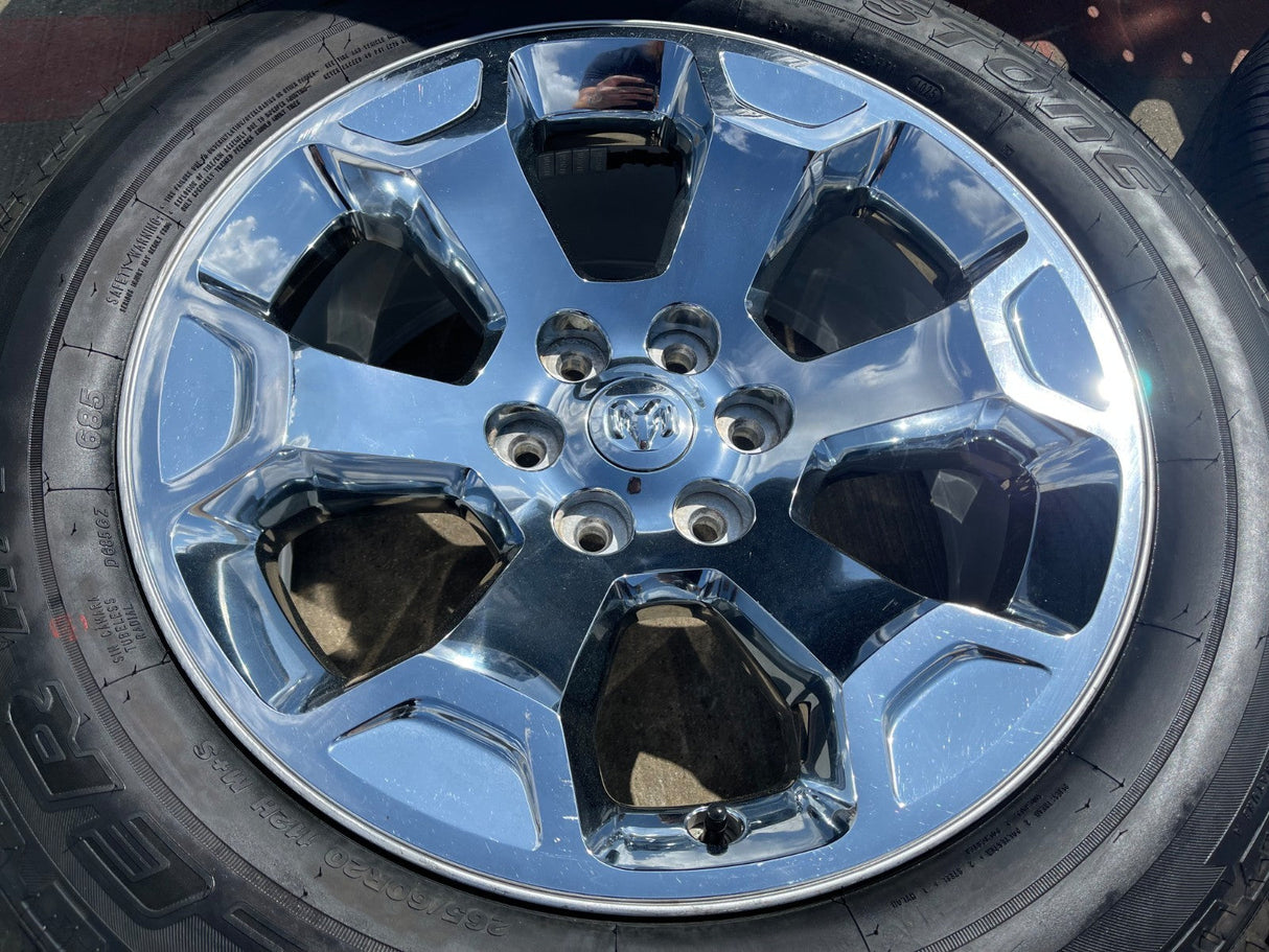 20" Dodge Ram 1500 OEM Laramie CHROME 2680 wheels rims 2025 2026 BRIDGESTONE NEW Texas Truck Tire