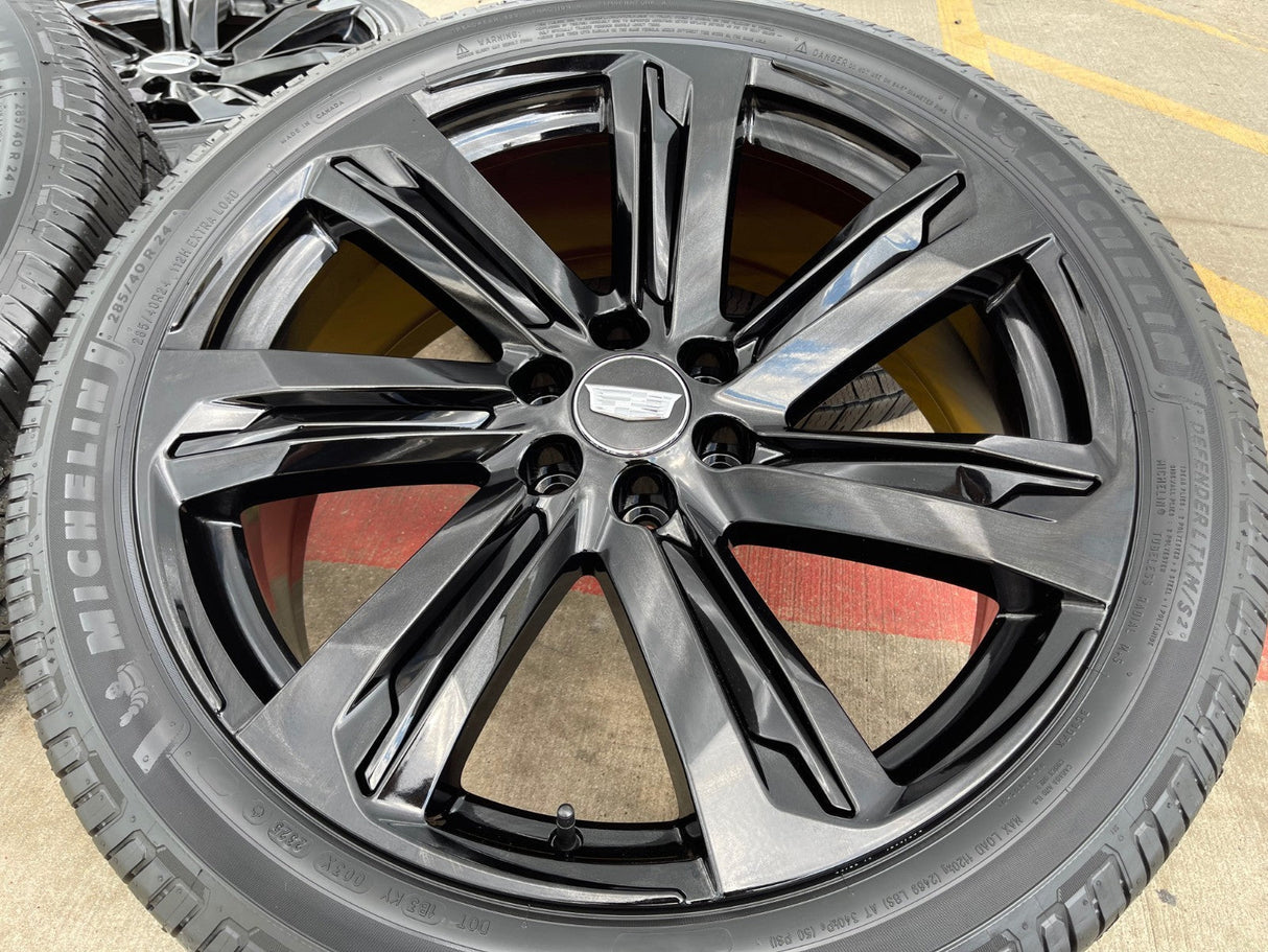24" Cadillac Escalade V OEM wheels rims black tires 2024 2025 2026 NEW MICHELIN Texas Truck Tire