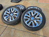 22" GMC Yukon Chevy Tahoe Escalade OEM chrome 95513 wheels rims BRIDGESTONE Texas Truck Tire