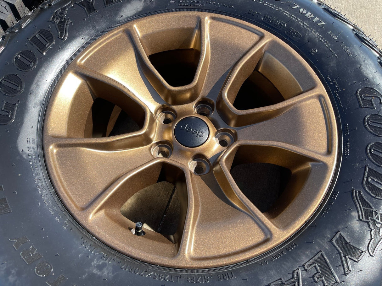 (5) 17" Jeep Wrangler Rubicon OEM 96226 wheels rims Gladiator BRONZE 2026 NEW Texas Truck Tire