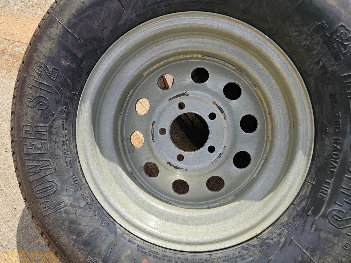 (1) 15x5 Dexstar Steel Trailer wheel rim tire 5x4.5 5x114.3 Texas Truck Tire