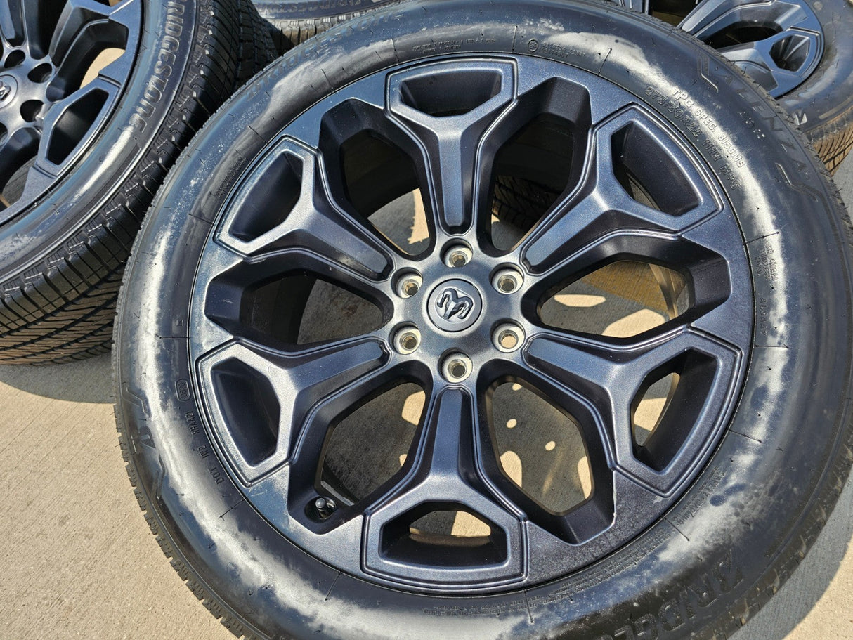 22" Dodge Ram 1500 OEM Laramie wheels LIMITED Gray 2685 2727 tires NEW Texas Truck Tire