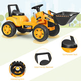 6V Battery Powered Kids Excavator Digger Tractor with Digging Bucket - Yellow