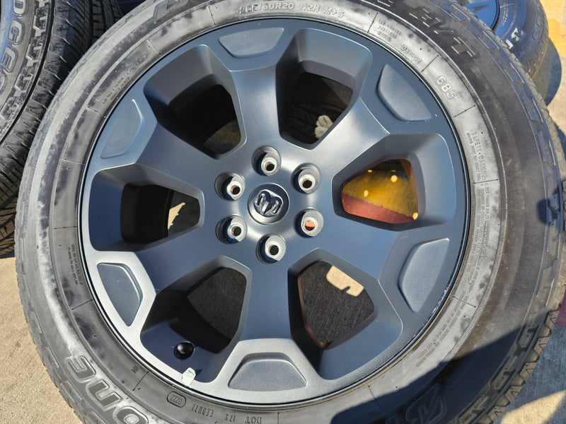 20" Dodge Ram 1500 OEM Laramie Black 2680 wheels rims 2022 2023 2024 2025 2026 Texas Truck Tire
