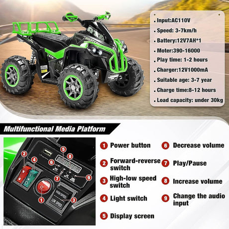 Electric Ride-On Quad ATV for Kids 3-7 Years Old - Perfect Gifts for Children