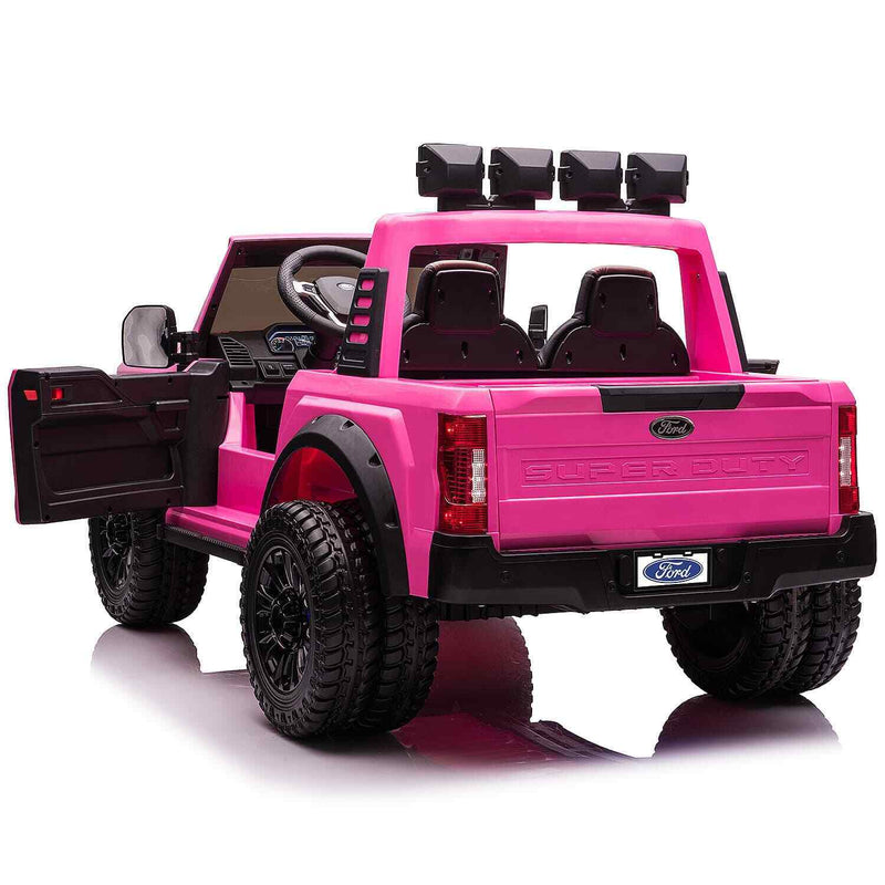 Custom Edition Pink 24V FORD F450 Ride-On Car Truck for Kids with 2 Seats, Remote Control, and LED Lights