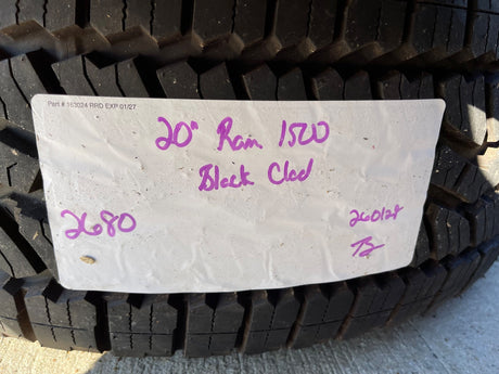 20" Dodge Ram 1500 OEM Laramie Black 2680 wheels rims 2025 2026 FALKEN A/T3 NEW Texas Truck Tire