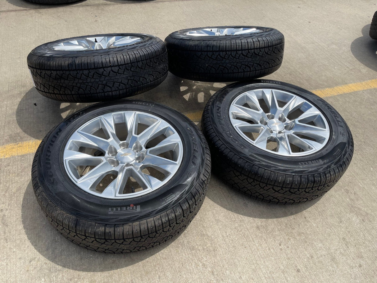 20" Chevy Tahoe Silverado LTZ 5920 OEM wheels rims Yukon 2025 2026 PIRELLI NEW Texas Truck Tire