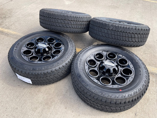 20" Ford F-250 F-350 OEM black Lariat wheels rims 10299 10484 tires NICE SET Texas Truck Tire