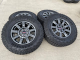 18" GMC Sierra AT4X Chevy Silverado OEM 14131 wheels rims 2025 2026 GOODYEAR M/T Texas Truck Tire