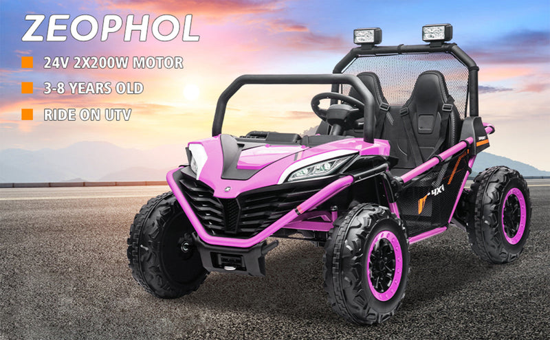 24V Kids 2-Seater Off-Road Ride-On UTV Car with 400W Motor, EVA Wheels, and Remote Control - Purple