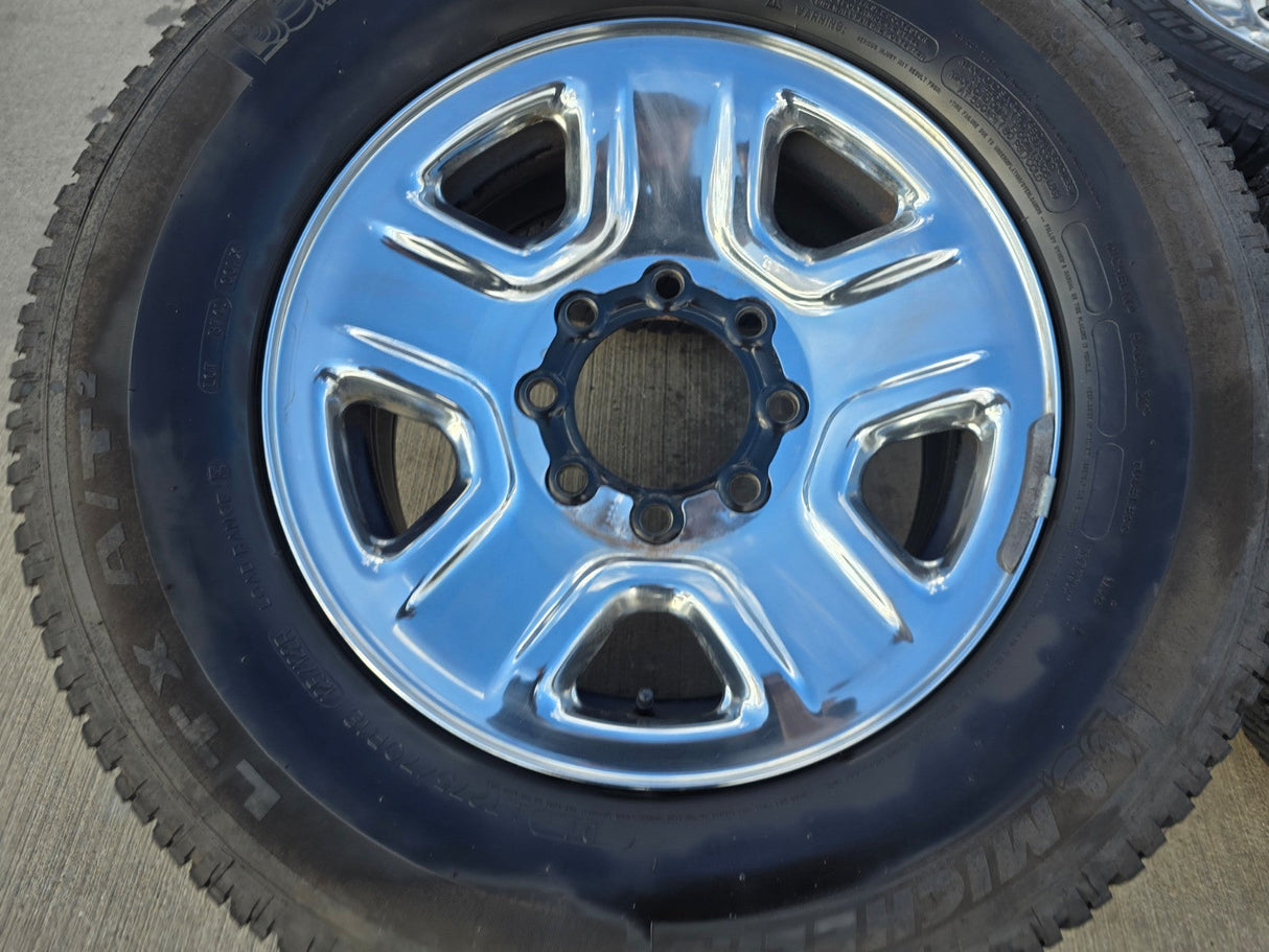 18" Dodge Ram 2500 3500 STEEL chrome OEM 2473 wheels rims MICHELIN LTX A/T2 Texas Truck Tire