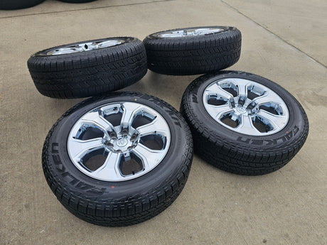 20" Dodge Ram 1500 OEM Laramie CHROME 2679 wheels rims tires 2023 2024 2025 NEW Texas Truck Tire