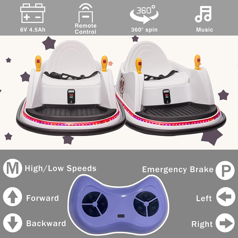 6V Electric Ride-On Bumper Car with Remote Control for Kids and Toddlers