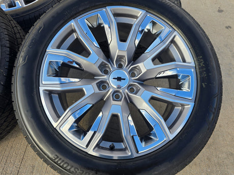 22" GMC Yukon Chevy Tahoe Escalade OEM chrome 95513 wheels rims tires NEW Texas Truck Tire