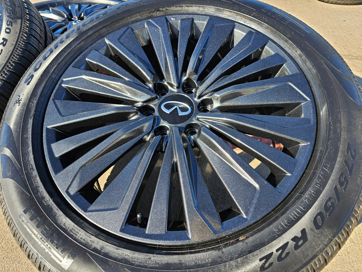 22" Infiniti QX80 QX56 Nissan Titan Armada OEM 94236 wheels rims 2025 2026 NEW Texas Truck Tire