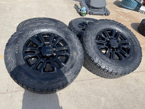20" GMC Sierra Chevy 2500 OEM 5957 BLACK DIAMOND wheels rims tires BFG 37" Texas Truck Tire