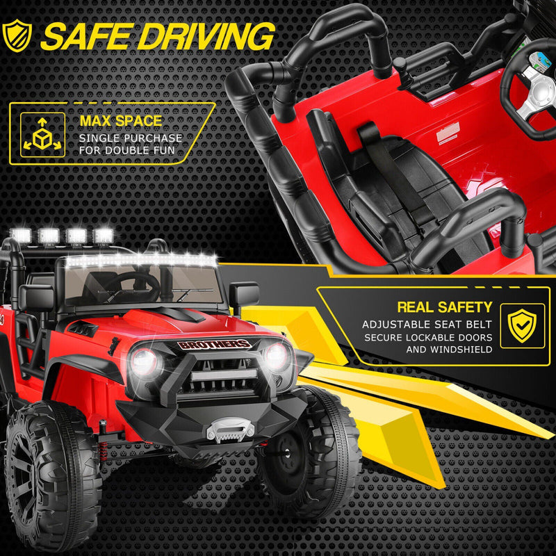 Electric 2-Seater Kids Jeep with LED Lights and 400W Motor - 24V Ride-On Truck Car