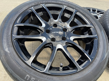 18x8 18" Lorenzo WL036 wheels rims tires 5x4.5 5x114.3 Camry Accord Mustang Texas Truck Tire