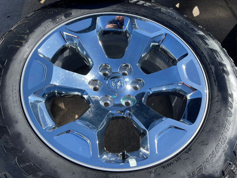 20" Dodge Ram 1500 OEM Laramie CHROME 2680 wheels rims 2025 2026 GOODYEAR NEW Texas Truck Tire