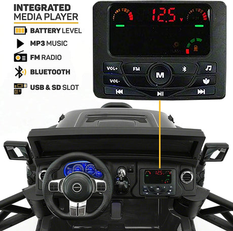 12V 2 Seater Children's Ride-On Jeep Truck - 2 High-Performance Motors, Illumination, Rubber Wheels + Remote Control