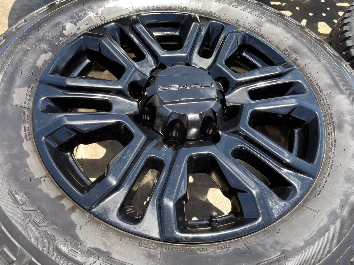 20" GMC Sierra Chevy 2500 OEM 5957 BLACK DIAMOND wheels rims 2024 2025 2026 NEW Texas Truck Tire